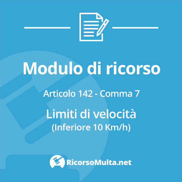 Ricorso multa limiti di velocità - Inferiore 10 Km/h